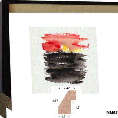 Moldura artesana de Peón Negro con Pan de Oro MM02460