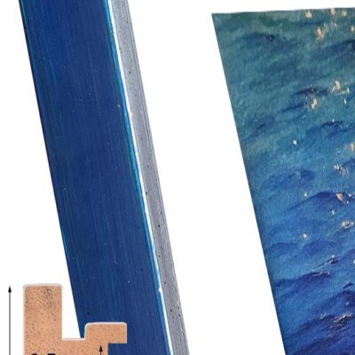 Moldura artesana de Silla Azul con Pan de Plata MM02555