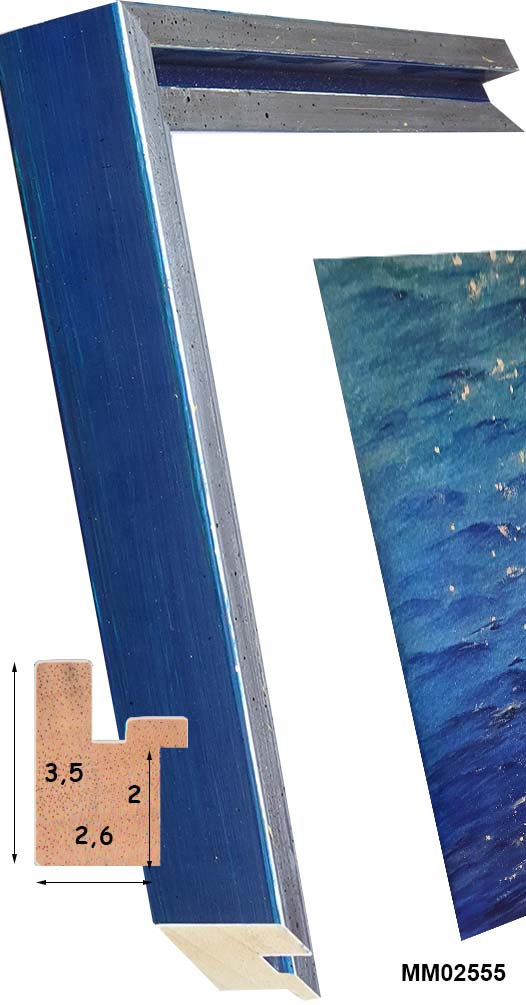 Moldura artesana de Silla Azul con Pan de Plata MM02555